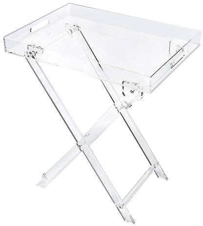 ExGizmo Acrylic Folding Square Tray Table, Clear, 24x20x14 inch, Home, Bar & Showroom Use