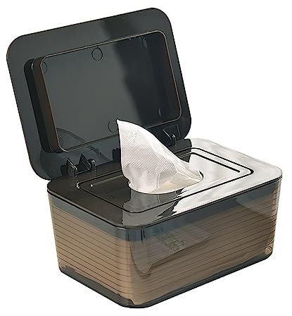 JTBDWOSK Feuchttücher Box für unterwegs, Baby Feuchttücher Box, Feuchttücher Box Servietten Aufbewahrungsbox, Feuchte Toilettenpapierbox,Braun
