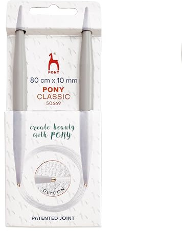 10mm Circular Knitting Needles Pony Classic Fixed Cables- 80cm