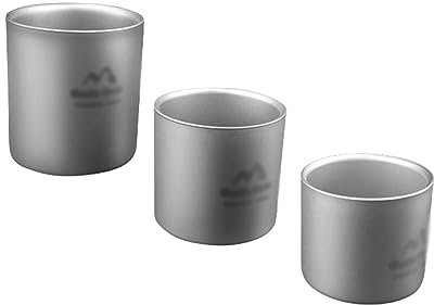 Tazas Para Acampar, Taza De Titanio 3Pcs, 120 Ml De 180 Ml 300 Ml De Taza De Campamento, Utensilios De Cocina Para Acampar De Titanio, Para Caminar De Caza De Pesca De Viaje Al Aire Libre,Plata