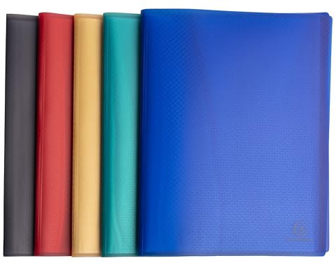Exacompta - Réf. 78530E - Paquet de 5 Protège-documents Opak recyclé - 30 pochettes grainées - 60 vues - pour format A4 - couverture 4/10ème semi opaque - 5 couleurs assorties