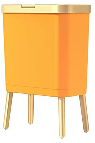 Cubo de basura delgado con tapa, cubo de basura de plástico de 4 galones, cubo de almacenamiento de basura estrecho con patas, cubo de basura de 15 litros for baño, cocina, dormitorio, oficina (color:
