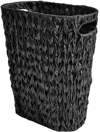 Coeusy Poubelle de salle de bain en osier noir