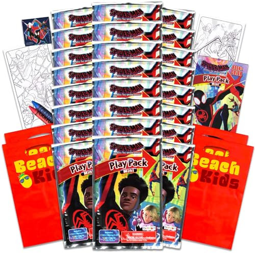 Spiderman Across the Spiderverse Mini-Partygeschenk-Set – Bündel mit 24 Meilen Morales und Gwen Stacy Spielpackungen mit Malvorlagen und mehr, Spiderman-Partyzubehör