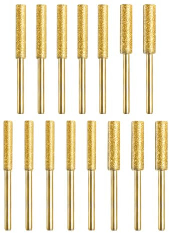JIHUOO 15 Pcs Diamond Chainsaw Sharpener Stones Chain Saw Sharpening Bits Chainsaw Chain Sharpener Files Wheels Stone Grinding Bits Chainsaw Grinding Tools
