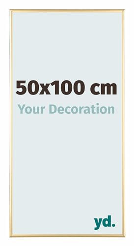 yd. Your Decoration - Cadre 50x100 cm - Or - Cadres Photos en Aluminium Avec Verre acrylique - Anti-Reflet - Cadre 50x100 - Kent