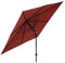 JJ. Parasol droit carré Juanito 300x300 cm Dimensions 3x3 m : grande surface d’ombrage Ouverture avec manivelle Tissu professionnelle 240g/m2 résistant aux UV Rouge oxyde