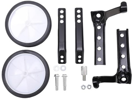 Fahrrad-Stützräder, Verstellbare Stahl-Kunststoff-Reithilfsräder, Fahrradstabilisator für 18 Bis 24 Zoll Kinderfahrräder (Schwarz)