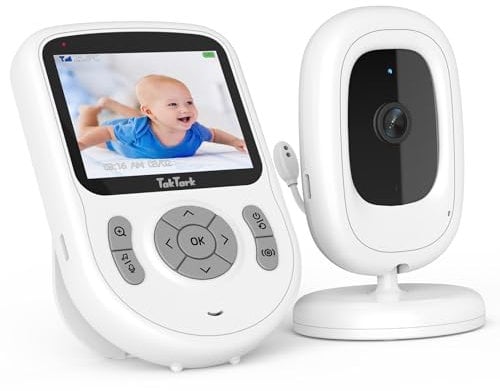 TakTark Babyphone mit Kamera 2,8 Zoll Video-Babyphone 720p IPS Babyphone mit Kamera Ohne WLAN,750mAh Akku,2-Wege-Gespräch,VOX-Modus,3×Digital Zoom, Nachtsicht,Temperaturüberwachung,Wiegenlieder