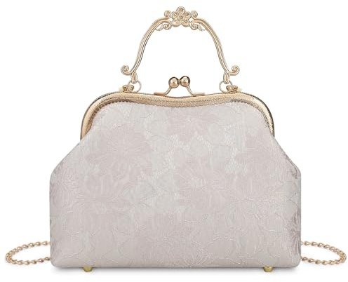YYW Sacs À Main De Soirée Pour Femmes Avec Perles Et Dentelle Rose | Pochettes À Perles Florales, Sac Élégant Avec Bandoulière, Parfait Pour Mariage, Fêtes, Bal De Fin D'année