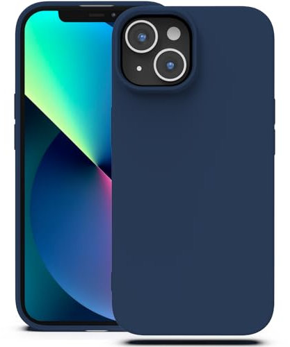 Zuvirelx Glatte Silikon hülle für iPhone 13 Mini, Staubbeständig, Slim, Taschentauglich Handyhülle Cover Case für Apple iPhone 13 Mini - Dunkelblau