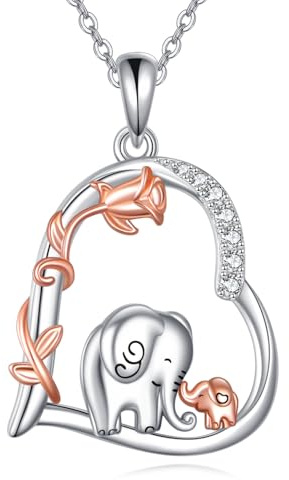 VENACOLY Elefant Halskette 925 Sterling Silber Elefant Anhänger Schmuck Geschenke für Frauen Elefant Liebhaber