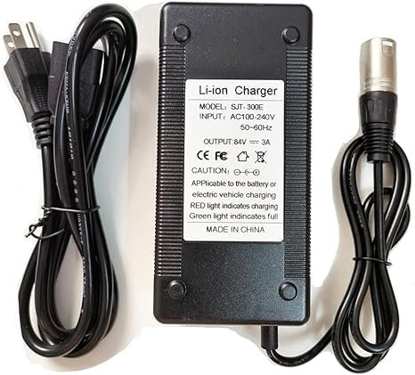 Abatinvo 84V 3A 3-Pin XLR Stecker für 72 Volt Lithium Akku Ladegerät für 72V (20S) 12AH 20AH 30AH Li E-Bikes & Scooter und mehr Elektrofahrräder 84 Volt 3 Ampere Max