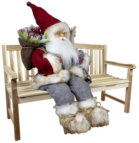 Christmas Paradise Sitzender Weihnachtsmann 45cm Deko-Figur Kantenhocker Santa Nikolaus (Alvar)