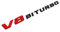 V8 Emblem Schriftzug Kunststoff mit Schaumstoff-Kleberückseite Badge (V8 Biturbo Rot Schwarz)