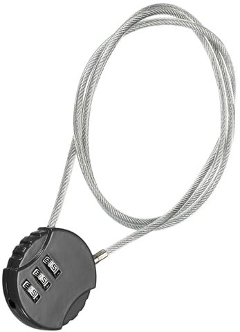 TOP-VIGOR 1Pcs Combination Lock 31.5 Inch, 3 Digit Outdoor Waterproof Resettable Padlock with Wire Rope, 80cm Safety Cable Lock Anti-Theft Padlocks for Luggage Gym Locker Fence Toolbox Backpack, Black