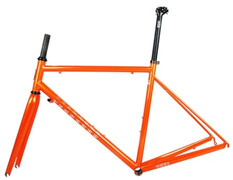 ERSINIAN Telaio Bici da Corsa 700C, Telaio in Acciaio al Cromo-molibdeno, Freno a cerchione con Forcella in Carbonio F100mm R130mm QR BSA BB68mm (Arancione, 44 cm)