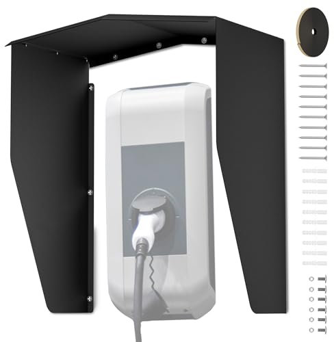 YRHome Wallbox Wetterschutz aus Eisen Wetterschutz für Wallbox Schutzdach für e-Auto Ladestation Regenschutz Sonnenschutz UV-Schutz Wetterschutzdach für Elektroauto-Ladestation 40 x 25 x 45.5 cm
