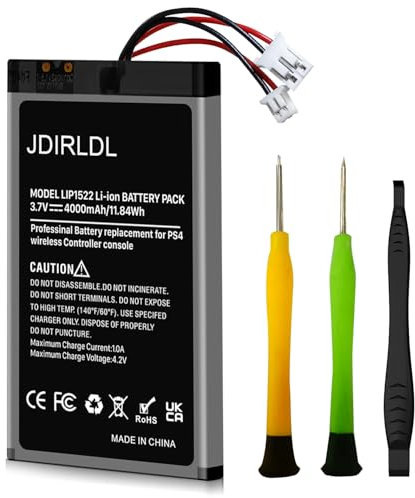 [4000 mAh] Batteria per controller PS4, nuovo aggiornamento ad alta capacità di ricambio per Sony PS4 Pro/Slim, Playstation 4 CUH-ZCT2U CUH-ZCT1E CUH-ZCT1U CUH-ZCT1H con strumento di riparazione