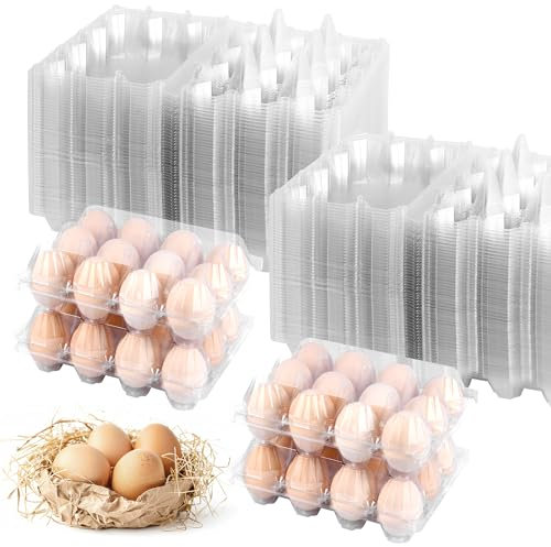 ZHIGLMYD Confezione da 100 scatole di plastica per uova di gallina, 12 pezzi, contenitori per uova di gallina, contenitori per uova di gallina, soluzioni per la conservazione delle uova.