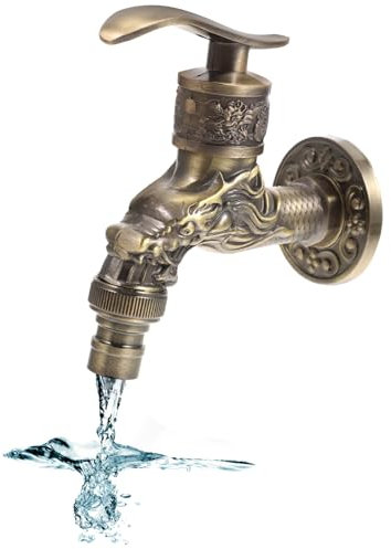 Retro de Latón Grifo, Grifo de Dragón Antiguo, Antique Brass Faucet, Tallado en Forma de Dragón Antiguo Latón Jardin Faucet para El Hogar, Cocina, Baño, Exterior, Jardín