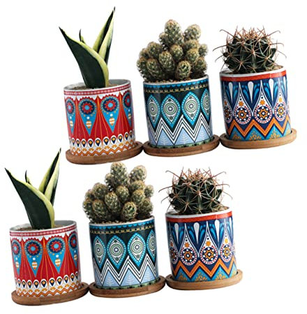 FONDOTIN 3 Stück fleischiger Blumentopf Succulent Plants sukkulenten blumenkübel tischhussen Dekoration fensterblatt pflanzkuebel pflanzentopf Flower Pot Decor kreativer Blumentopf Bambus