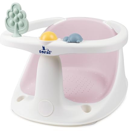 Toral Asiento Bañera Bebe Seguro y Estable – Soporte Bañera Bebe con Ventosas Antideslizantes, Cómodo y Resistente – Adaptador Bañera Bebe Práctico - Modelo Chapoteos Rosa