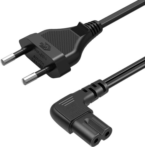 3 m langes Samsung TV Netzkabel für Samsung Fernseher (24, 32, 40, 43, 48, 49, 50, 55, 60, 65, 75, UN40,UN43,UN48,90 Grad Winkelkabel, LG,Philips 2 polig auf L förmiges C7 Netzkabel
