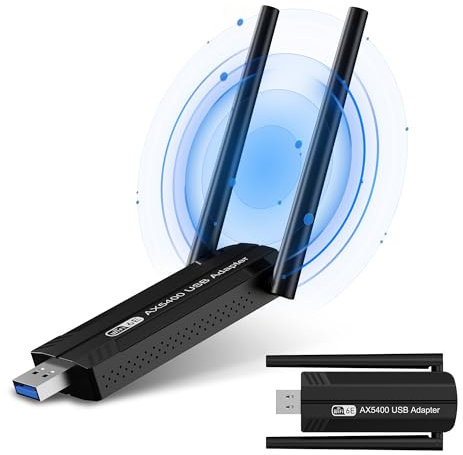 Binamao 5400Mbps Clé WiFi, WiFi 6E Puissante Tri-Bande 6GHz / 5GHz / 2.4GHz, AXE5400 Clé WiFi USB Longue Portée Cle WiFi pour PC, Adaptateur USB WiFi / WPA3 / OFDMA/Dongle WiFi 6E pour Windows 11/10