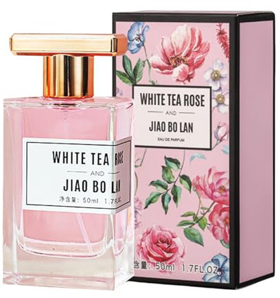 White Tea Rose Women's Perfume 50 ml Natural Fresh Flower Fragrance with White Tea & Rose Light Floral Fruity Eau de Parfum Long-Lasting Fragrance for Women Elegant Everyday Fragrance