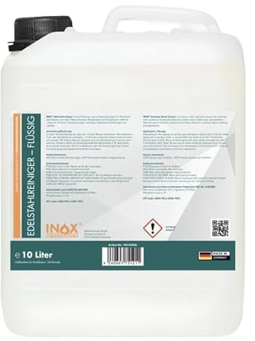 INOX® Edelstahlreiniger 1x10L – Edelstahl Reiniger & Politur für Küche, Spüle & Haushalt – Hochwirksame Edelstahlpflege für glänzende Oberflächen