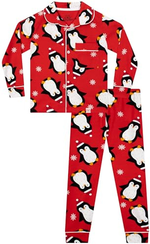 Harry Bear Boys Pyjamas, Xmas Penguin Boys Pjs, Kids Christmas Pjs, Red 2-3 Years