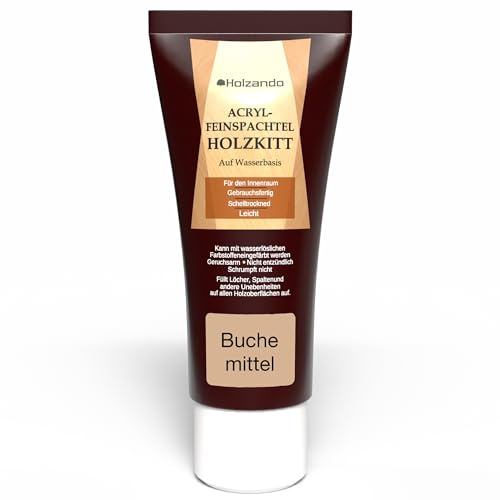 Holzando® Acryl Holzkitt Feinspachtel für Holz, OSB und Wände Buche mittel 25, 250gr Tube
