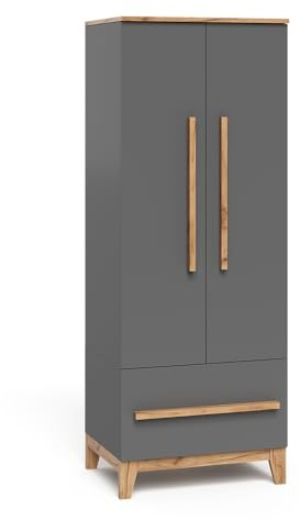 VitaliSpa Kinderkleiderschrank Malia, Grau/Artisan, 70 x 186.8 cm | kombinierbar mit weiteren Möbeln der Malia-Serie