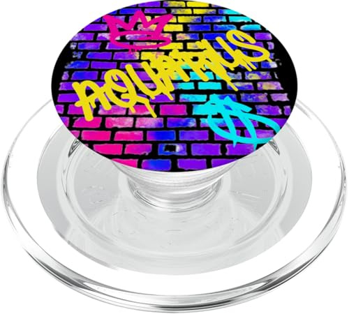Acquario Compleanno Zodiaco Retro 90s Graffiti Sign Trendy Rad PopSockets PopGrip per MagSafe