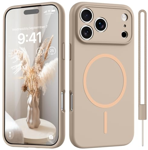 HGH Magnetisch Hülle für iPhone 17 Pro Max/18 Pro Max, Khaki | Kompatibel mit Magsafe [Matt Einfarbig], Upgraded Kameraschutz Seidenweich Berührung Anti-Fingerabdruck