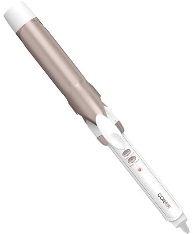 Conair Double Ceramic 1 ¼-Inch Curling Iron, 1 ¼-Inch Barrel Creates Loose Curls, Hair Curler for Use on Medium & Long Hair, White/Rose Gold