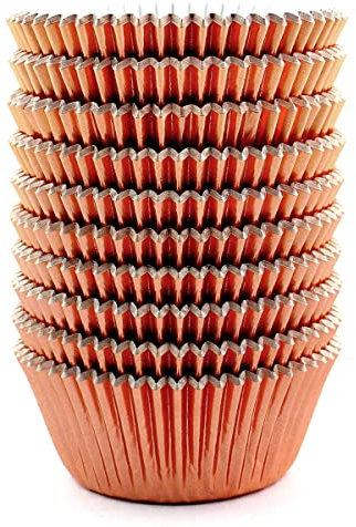 Eoonfirst Rose Gold Foil Cupcake Case Liners Valentine's Day Baking Muffin Paper Cups 198 Pcs