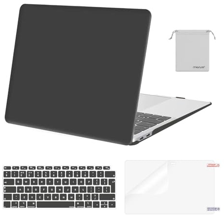 MOSISO Compatible with MacBook Air 13 inch Case 2021-2018, Space Gray | Hard Shell Compatible with MacBook Air M1 Case 13.3 inch A2337 A2179 A1932 & Keyboard Cover & Screen Protector & Storage Bag