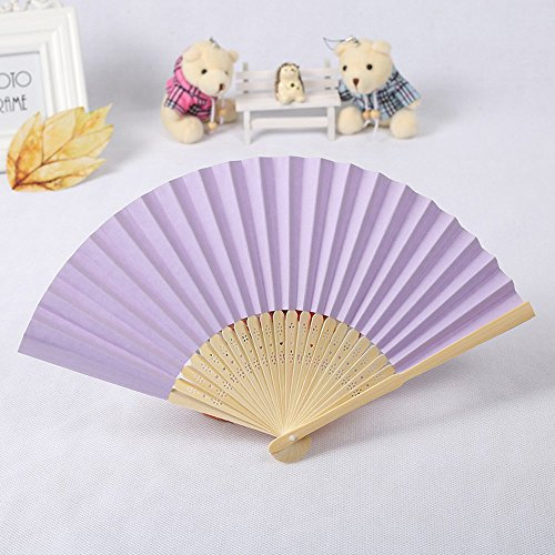 FeiliandaJJ Einfarbig Papier Faltfächer Handfächer Chinesischer Stil Vintage Fächer für Sommer Anlässen Hochzeitsgeschenk Party Dekoration Geschenk Ethnischer Tanz Chinesisches Kung Fu (Lila)