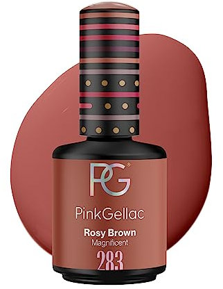 Pink Gellac UV Gel Nagellack - 283 Rosy Brown 15 ml - Lang Anhaltend Shellac Nagellack Braun- Gel UV für 14 Tage Nägel in Salonqualität - Made in Holland