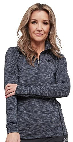 NORTH RIDGE Women's Ainslie Half Zip Pullover with Soft Brushed Back Fleece Inner, Lightweight, Breathable & Stretchy Midlayer (UK, Numeric, 6, Regular, Regular, Grey)