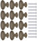 JIZZU 12Pcs 30mm Antique Brass Door Knob, Dark Bronze Round Vintage Drawer Knobs, Mushroom Shaped Furniture Knobs Likes Cabinet Knob, Wardrobe Handles, Kitchen Cupboard Handles