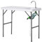 Outsunny Mesa Plegable de Picnic Multifuncional con Fregadero Grifo y Pistola de Riego Extensible para Balcón Jardín Camping Barbacoa Exterior Metal 114,5x59x94,5 cm Blanco