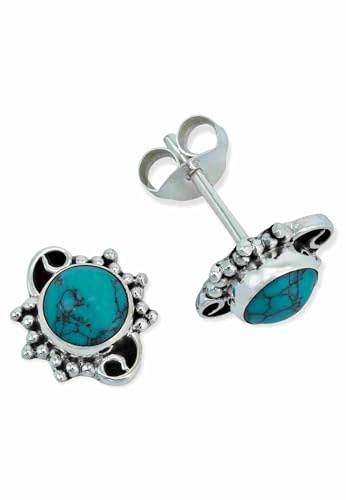 Ohrstecker 925 Silber Türkis Edelstein Ohrringe echt Silber Damen Sterling Silber Stecker Geschenk(MOS-086-15)