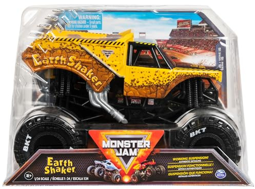 Monster Jam, Camión monstruo oficial de Earth Shaker, vehículo fundido a presión de coleccionista, escala 1:24, juguetes para niños a partir de 3 años