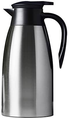 ZOGBX Jarra De Acero Inoxidable 304 con Aislamiento Térmico,Jarra De Café Térmica De 56 Oz, Frasco De Vacío Aislado De Acero Inoxidable De Doble Pared, con Tapa De Rosca Y Asa (Color : Silver)