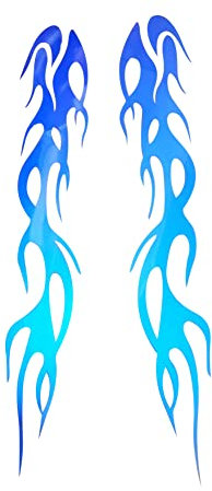 iSpchen 2 Stück Autoaufkleber Sport Racing Flammen Aufkleber reflektierende Sticker Auto Stoßstangen Aufkleber Motorrad Kraftstofftank Abziehbild Dekoration Styling Aufkleber,24cm,blau