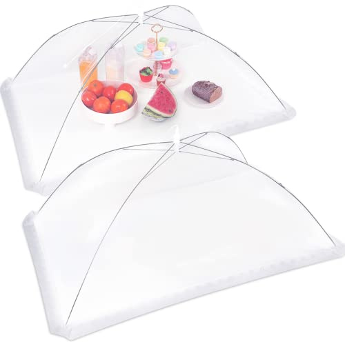 JULBEAR 2 Pcs Extra Large Mesh Food Cover Tent Umbrella Food Screen Covers for Outside Pop-up Mesh Reusable Food Nets for Parties Picnics Outdoor BBQs Collapsible (40 x 24)