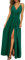 Newshows Sommerkleid Damen Lang Maxikleid Sommer V Ausschnitt Kleid Schlitz Freizeitkleid Elegant für Hochzeitsgast (Grün,Mittel)